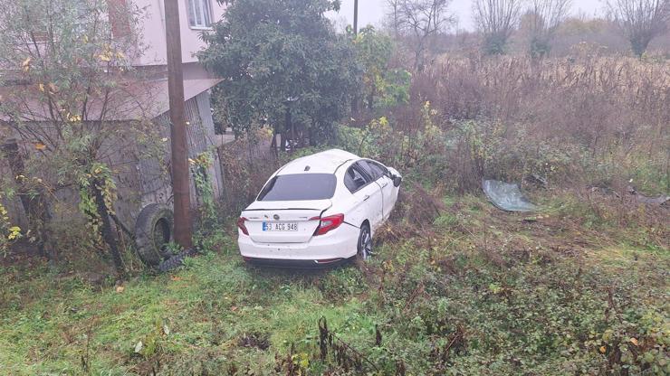 Samsun'da bahçeye devrilen otomobildeki 3 kişi yaralandı