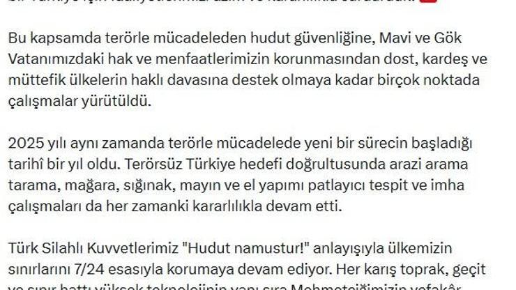 MSB'den 2025'teki faaliyetlere ilişkin paylaşım