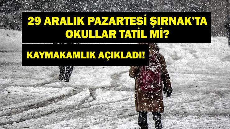 ŞIRNAK'TA OKULLAR TATİL Mİ? 29 Aralık Pazartesi Şırnak'ta Okullar Tatil Mi? Şırnak Beytüşşebap Kaymakamlığı'ndan Son Dakika Açıklaması!