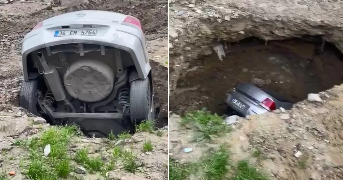 Esenyurt'ta yer yarıldı otomobil içine düştü. "Bu arabadan yana hiç yüzüm gülmedi"  | NTV Haber