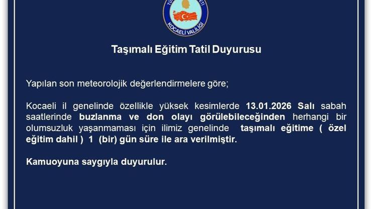 Kocaeli’de taşımalı eğitime ‘buz ve don’ engeli