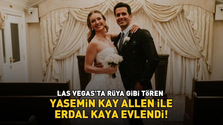 Las Vegas'ta rüya gibi tören! Yasemin Kay Allen ile eski FBI ajanı Erdal Kaya evlendi! Güzel yıldız sade gelinliğiyle göz kamaştırdı!